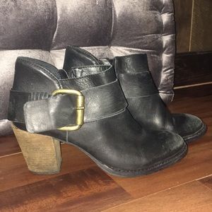 Steven thick black leather booties